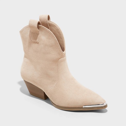 Taupe western 2025 ankle boots