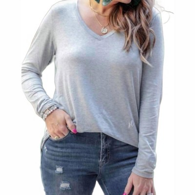 Women's Basic Long Sleeve V-Neck Tee - Jess Lea