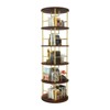 CAVINAS 5-Tier Rotating Display Bookshelf,Round Floor Bookcase with Wheels,Book Shelf with Gold Metal Frame,Book Shelves Tower for Bedroom,Golden - 3 of 4