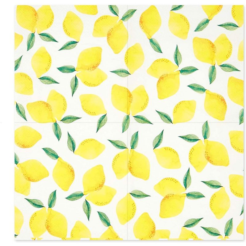 Sparkle and Bash 100 Pack Lemon Cocktail Napkins for Birthdays, BBQs, and Summer Gatherings, Fruit Themed Party Supplies (5 In), 5 of 8
