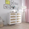 White Color 8 Drawers Chest of Drawers with Rattan Drawer Face Golden Legs and Handles - 4 of 4