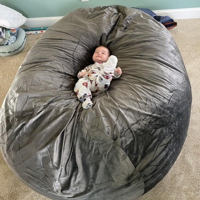 6' Huge Bean Bag Chair With Memory Foam Filling And Washable Cover Charcoal  - Relax Sacks : Target