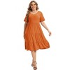 Coolmee Womens Summer Maxi Dress Plus Size Casual  Short Sleeve Ruffle Tiered V Neck Swing Long Sundress - 2 of 4