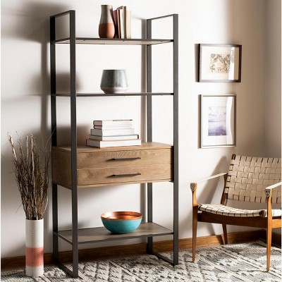 Skylar 4-Tier Gun Metal and Rustic Oak Etagere