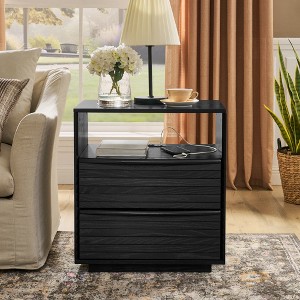 Bella Depot 22.75''W Nightstand with 2 Solid Wood Drawers for Living Room Reception Room Dorm - 1 of 4
