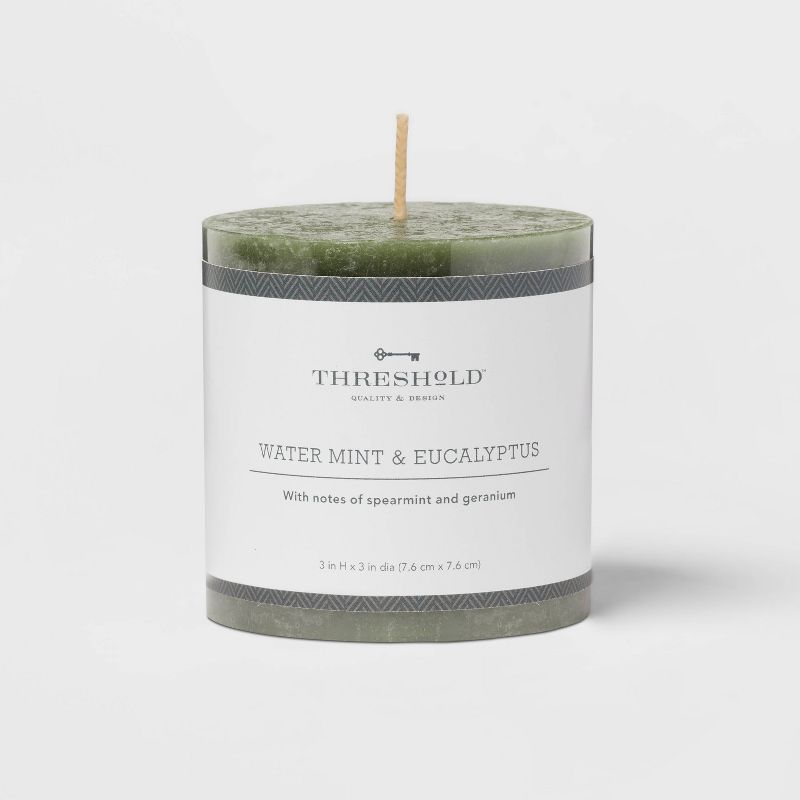Pillar Candle Water Mint & Eucalyptus Green - Threshold™, 1 of 5
