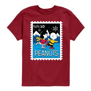 Boys' - Peanuts - Lucy Charlie Winter Stamp Short Sleeve Graphic T-Shirt - 1 of 4