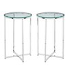 Set of 2 Vivian Glam X Leg Round Side Tables Glass/Chrome - Saracina Home: Geometric Accent Table Duo - 3 of 4