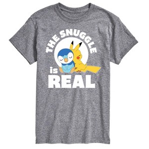 Men's - Pokémon - The Snuggle Is Real Pikachu and Piplup -Men's Short Sleeve Graphic T-Shirt Short Sleeve Graphic T-Shirt - 1 of 4