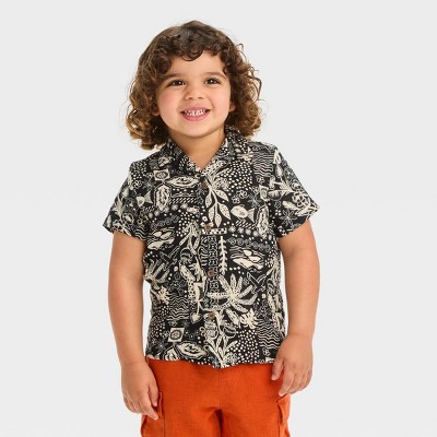 Toddler Boy Animal Print Short-sleeve Black Tee