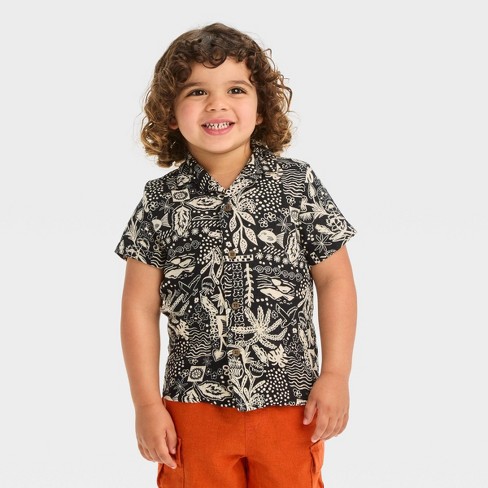 Toddler Boys' Short Sleeve Textured 'button-up' Shirt - Cat & Jack ...