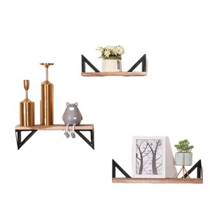SEVOBAL Utility Storage Shelves Bookshelf Rustic Floating Shelves Set of 3, Wall Mounted Storage for Living Room, Kitchen, Brown, 18.9"*7.9"*6.3" - 1 of 4