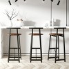 ChicFurnit Dining Chairs 3 PCS High Bar Stools Back Armless Dining Chairs for Kitchen Island, Brown, 13.78"*15.55"*34.25" - 3 of 4