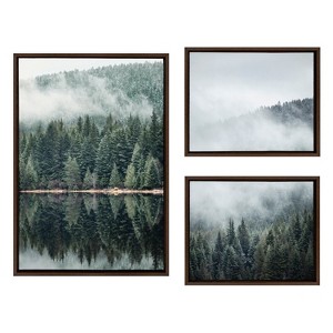 (Set of 3) Sylvie Evergreen Reflections in Fog Canvas Art Set by F2 Images - Kate & Laurel All Things Decor - 1 of 4