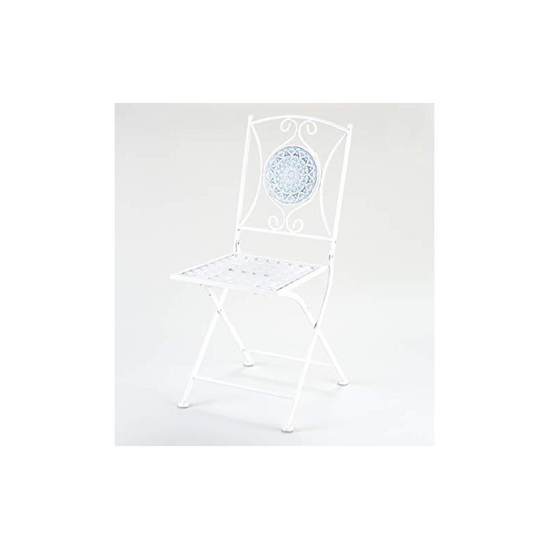 The Lakeside Collection Metal Folding Patio Chair with Decorative Tile Mosaic, 3 of 6