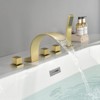 Cobbe Bathroom Tub Faucet Set with 2 Switches, 1 Diverter Knob, 3.74-Inch Wide Waterfall Spout and Hand Shower 5-Hole InstallationBrushed Gold - 4 of 4