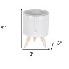 HomeRoots Set of Three White Porcelain 1 Ounce Round Funny Face Pot Planters With Stands - 3 of 4