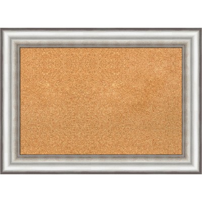 Amanti Art Natural Corkboard with Silver Frame, 29 x 21 Inch