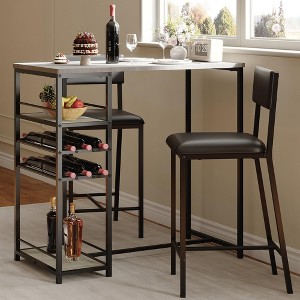 2-Piece Bistro Set - Counter Height Table w/2 Upholstered Chairs & Storage, Small Space Kitchen Set - 1 of 4