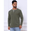 INSPIRE CHIC Men's Casual Long Sleeve Contrasting Colors Striped Henley T-Shirts - 4 of 4