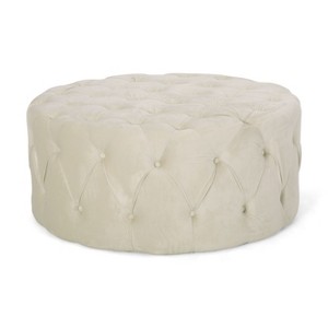 NicBex Modern 40" Round Ottomans Velvet Footstools with Button Tufted Stitching for Bedroom and Living Room - 1 of 4