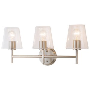 C Cattleya 3-Light Brushed Nickel Vanity Light with Clear Glass Shade,E26 - 1 of 4