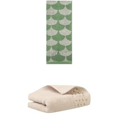 REGALWOVEN Cotton Geometric Absorbent Soft Decorative Hand Towel for Bathroom Hand Face Gym Spa 14" x 30"/13" x 29" 2 Pcs