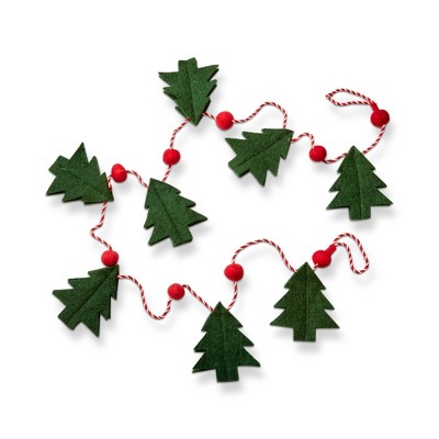 tag 72-inch Green Christmas Tree Red Bright Accent Balls Wool Felt Garland Doorway Tabletop Wall Mantel Home Decoration Christmas Decor