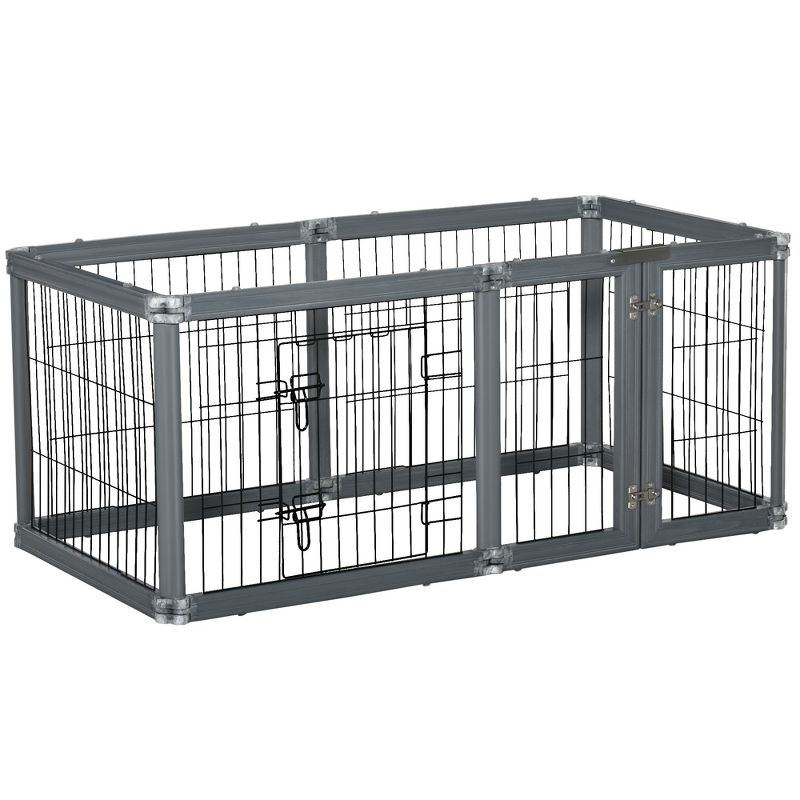 PawHut 24.5" Heavy Duty Pet Playpen, 6 Panels Dog Exercise Pen, Foldable Puppy Play Whelping Fence, with Door, Double Latches, Indoor & Outdoor, 4 of 7