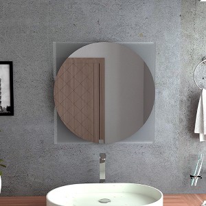 Vynxaria Mirror Mundip, With Sandblasting Borders, Square Shape - 1 of 4