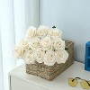 BRINJOY Elegant Ivory Artificial Roses - 15 Long-Stem Silk Roses for Weddings & Home Decor (45cm) - 3 of 4