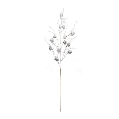 Wintry White Pine Cone Twig Spray Set of 6