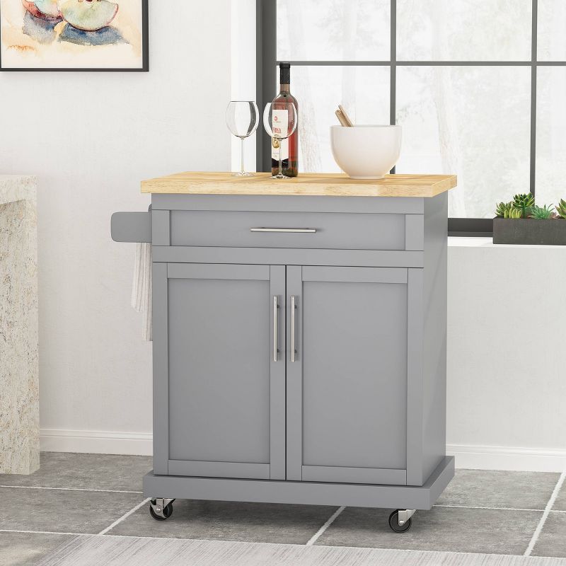 Batavia Contemporary Kitchen Cart with Wheels - Christopher Knight Home, 3 of 14
