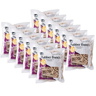 Charles Leonard Rubber Bands, Natural Color, 1-3/8oz Bag, 12 Bags
