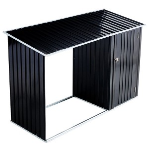 2-in-1 Garden Shed Sloping Roof Design Weather Resistant Galvanized Steel Firewood Storage Shed For Backyard Garden Patio Lawn - 1 of 4