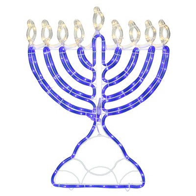 Northlight 23" LED Rope Light Commercial Hanukkah Menorah - Clear/Blue