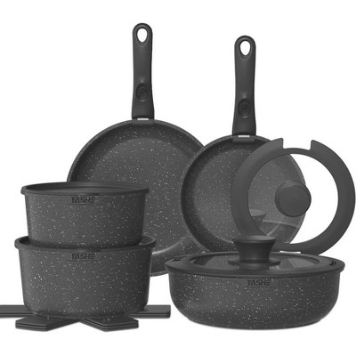 YASHE 15Pcs Pots and Pans Sets with removable handles