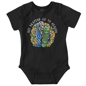 Skeleton All Skaters Go To Heaven Baby Romper Boys or Girls Brisco Brands - 1 of 4