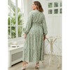 Clearlove Women's Plus Size V-Neck Long Sleeves A-Line Pleated Floor Length Formal Dress - 4 of 4