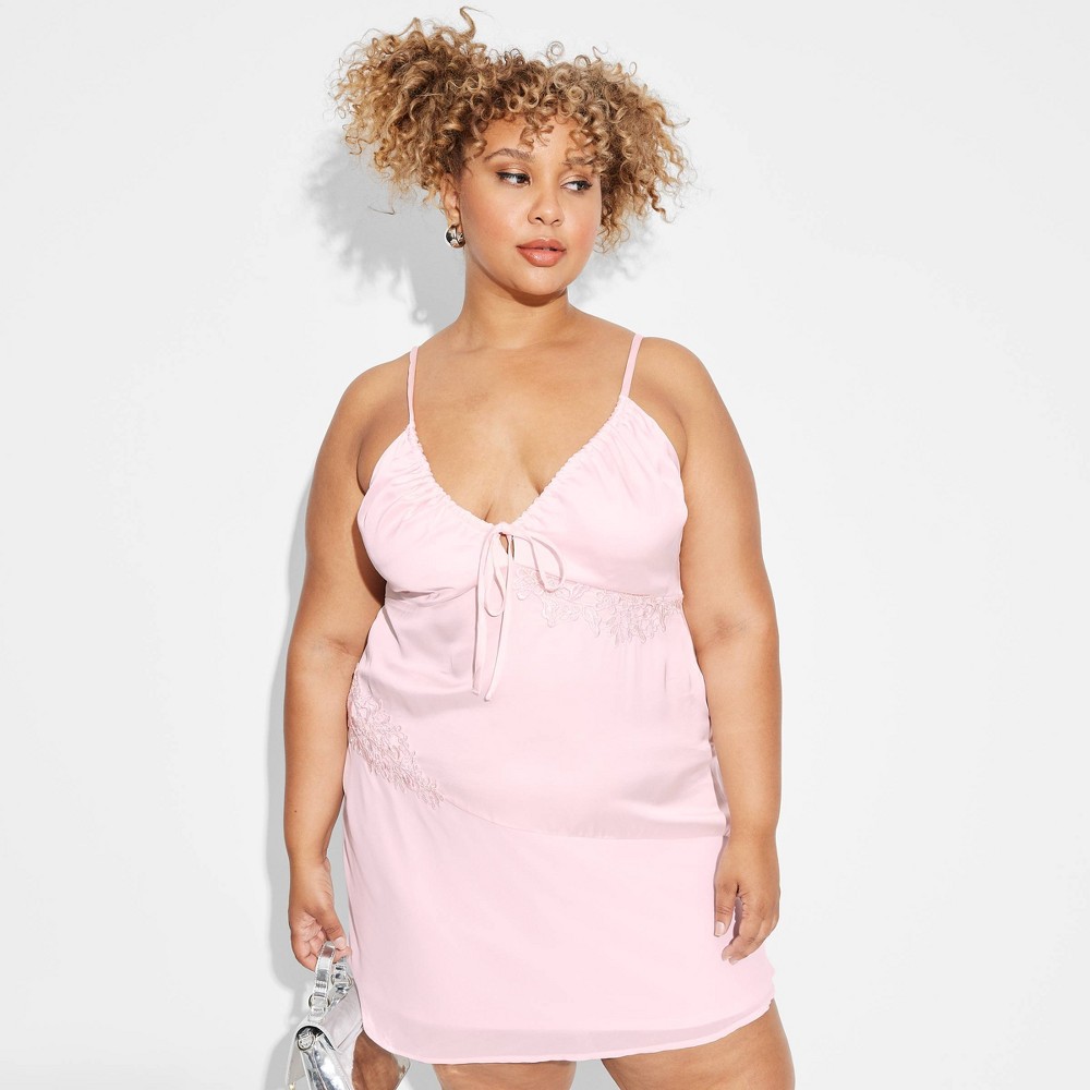 Women's Satin Mini Slip Dress - Wild Fable™ Light Pink 2X