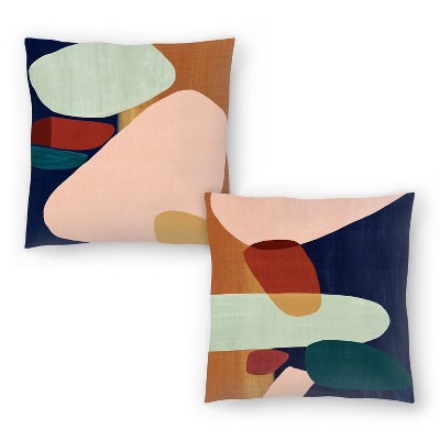 Americanflat Stacking Pebbles I and Stacking Pebbles II by PI Creative Art Set of 2 Throw Pillows - 18" x 18"