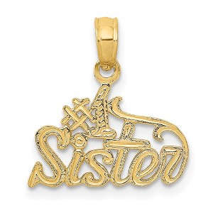 Black Bow Jewelry 14k Yellow Gold #1 Sister Pendant, 15mm - 1 of 4