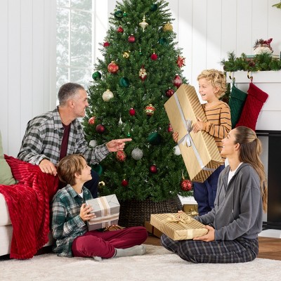 7.5ft Green PVC Hinged Douglas Fir Artificial Christmas Tree with Metal Stand