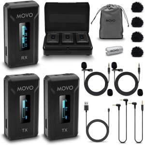 Movo WMX-2-DUO Dual Wireless Lavalier Microphone System with Charging Case for Cameras - 1 of 4