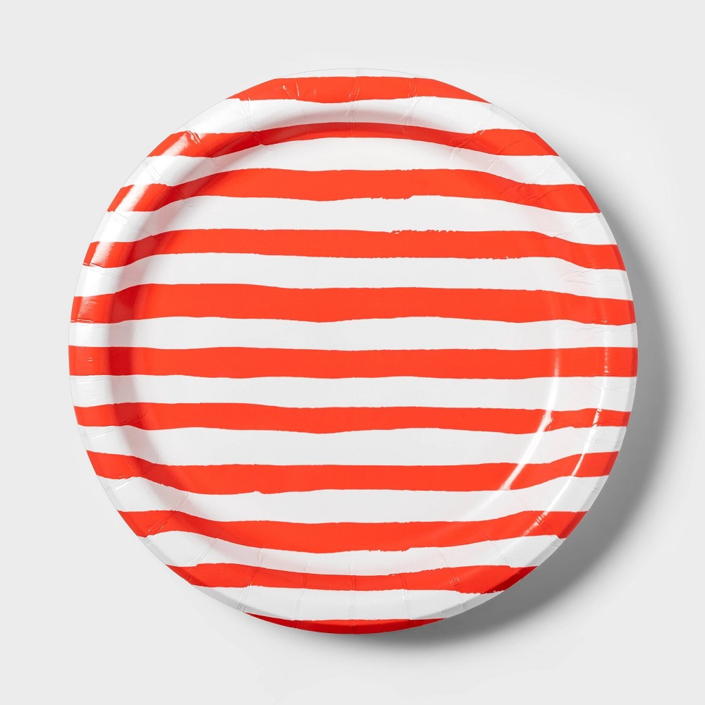 Stripe Dinner Paper Plate Red/White - Sun Squad™