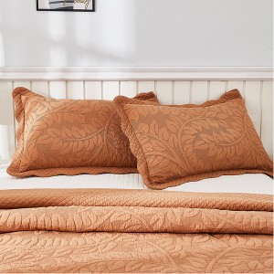 Marcielo 2Pcs 100% Cotton Embroidered Quilted Pillow Shams - 1 of 4