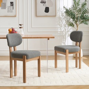 Set of 2 Modern Upholstered Dining Chairs with Cushions and Rubberwood Legs,Wooden Kitchen Chairs for Dining Room or Small Spaces-Cuddlewood - 1 of 4