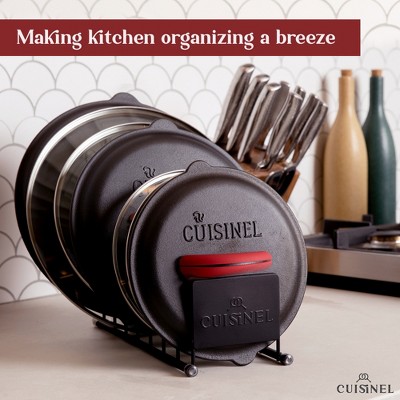 Matte Black 7-Tier Metal Pot Lid and Dish Organizer Rack
