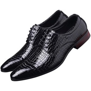 Santimon Men's Oxfords Alligator Patent Leather Wedding Prom Formal Dress Casual Shoes Black - 1 of 4