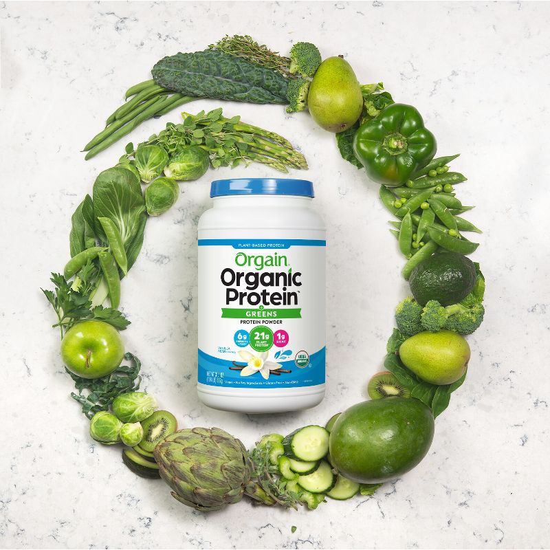 Orgain Organic Vegan Protein &#38; Greens Plant Based Powder - Vanilla Bean - 31oz, 5 of 8